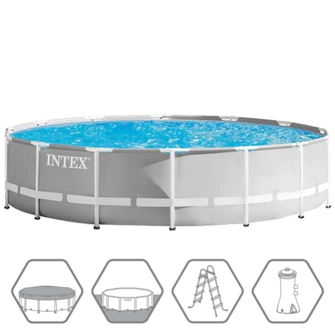 Каркасный бассейн INTEX Prism Frame 26720, Ø427×107 см, насос, лестница, тент